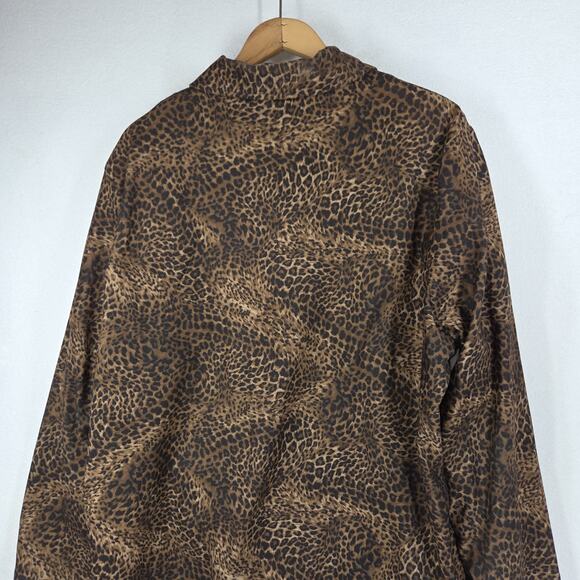 Vintage Notations Jacket 2X Womens Leopard Print Faux Suede Cheetah Animal - Picture 10 of 11